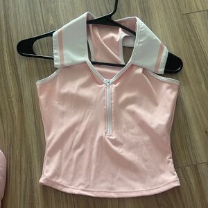 Pink Sleeveless Zip-Up Top